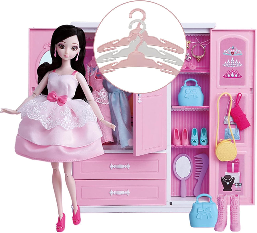 Kleiderbügel Plastik Puppenkleiderbügel，Spielzeug Mini Miniatur Kleiderbügel, Puppe Kleidung Zubehör