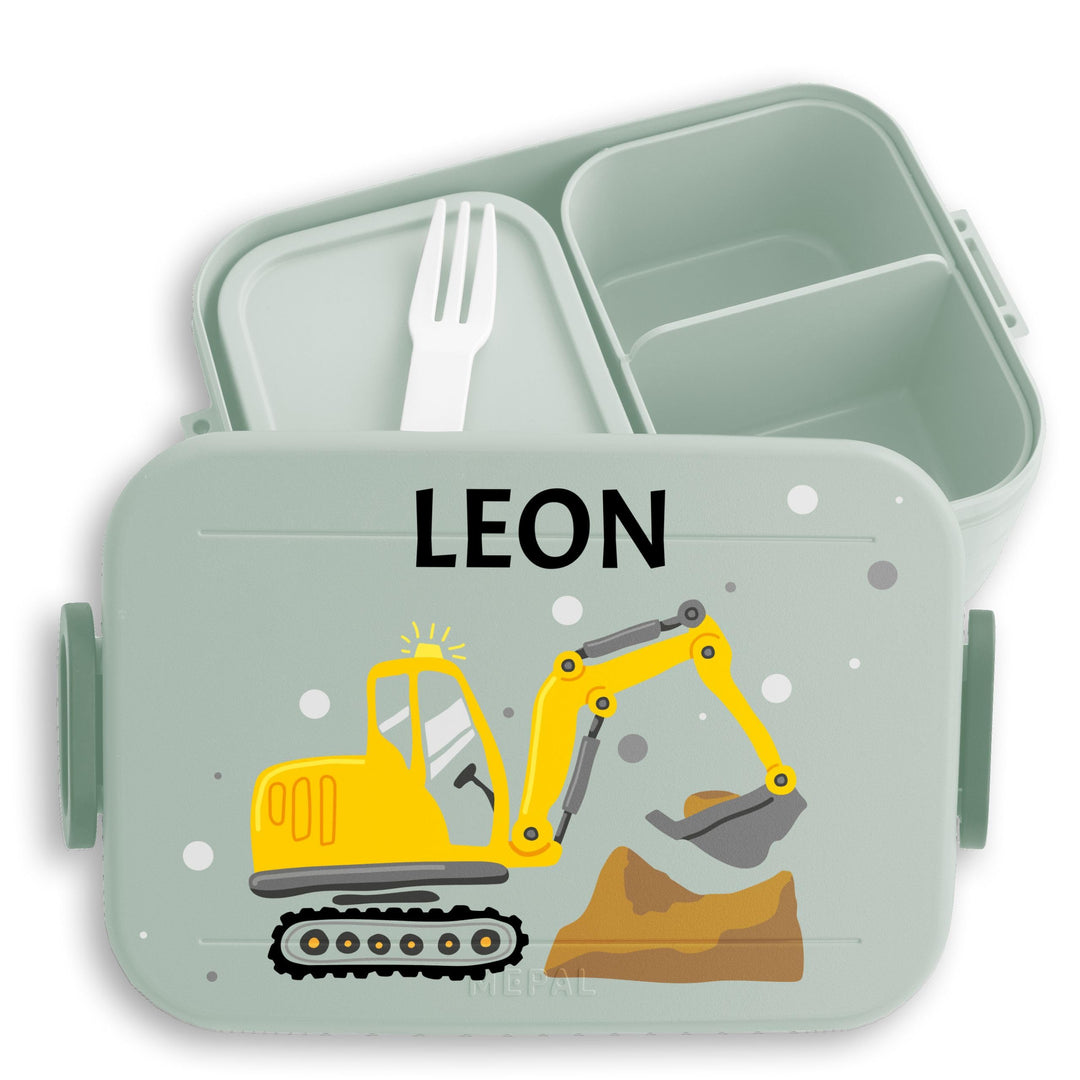 Kinder Bento Box Midi Lunchbox für Mepal Bentobox - Brotdose Bagger mit Name personalisiert I Bagger