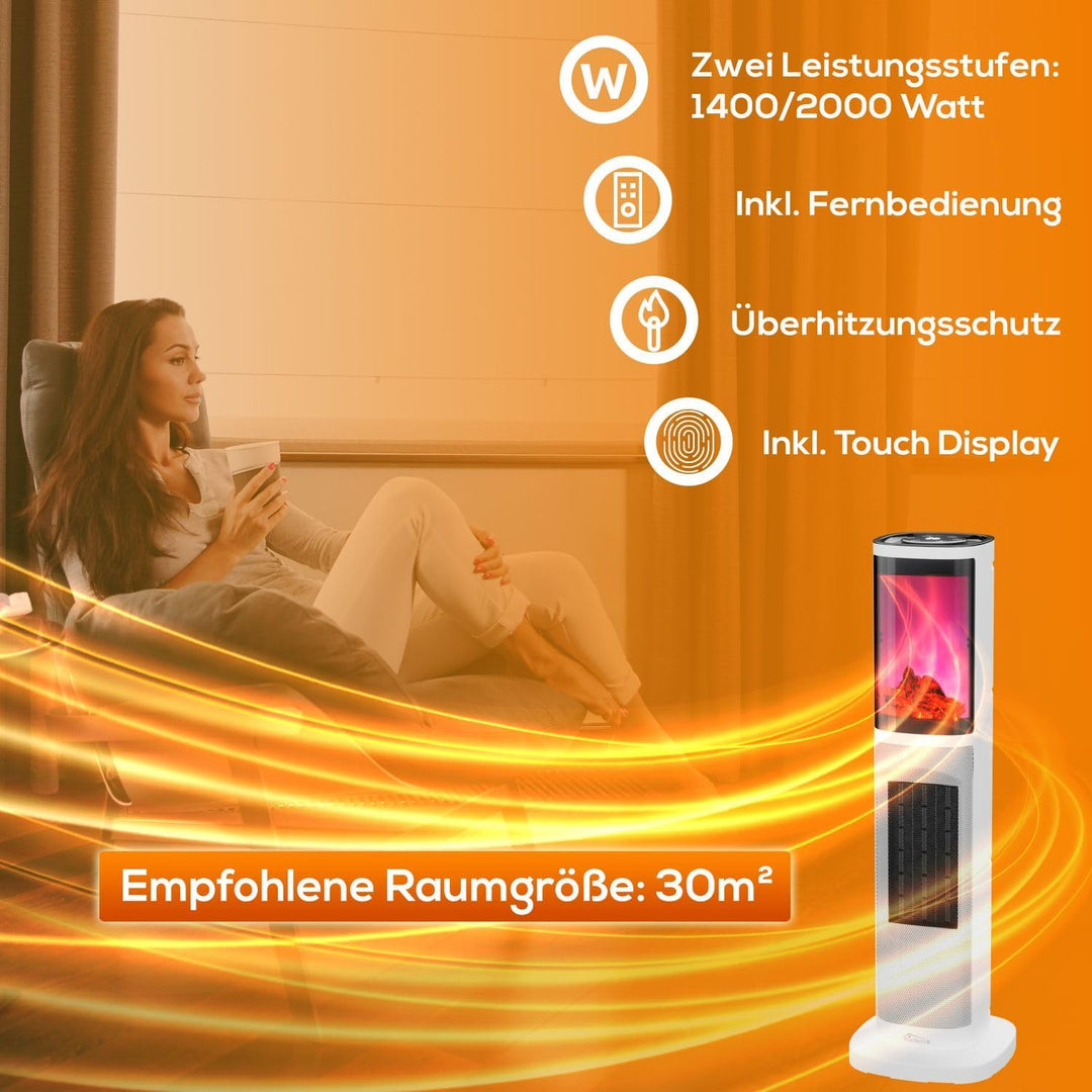 Tronitechnik® Infrarot Turm-Keramik-Heizer Elektro-Heizer 2000 Watt, Heizstrahler Standheizstrahler