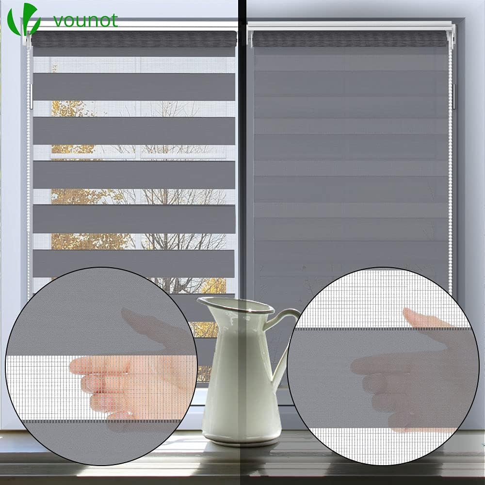 VOUNOT Doppelrollo klemmfix ohne Bohren, Duo Rollo Klemmrollo für Fenster und Tür, lichtdurchlässig