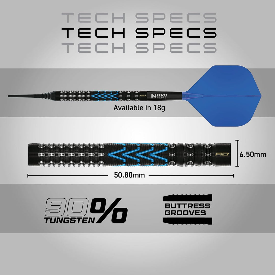RED DRAGON Darts - AMP Serie - 90% Tungsten Profi Dartpfeile - NitroFlite Integrierter Flug/Schacht