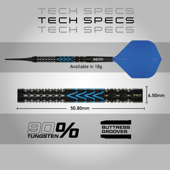 RED DRAGON Darts - AMP Serie - 90% Tungsten Profi Dartpfeile - NitroFlite Integrierter Flug/Schacht