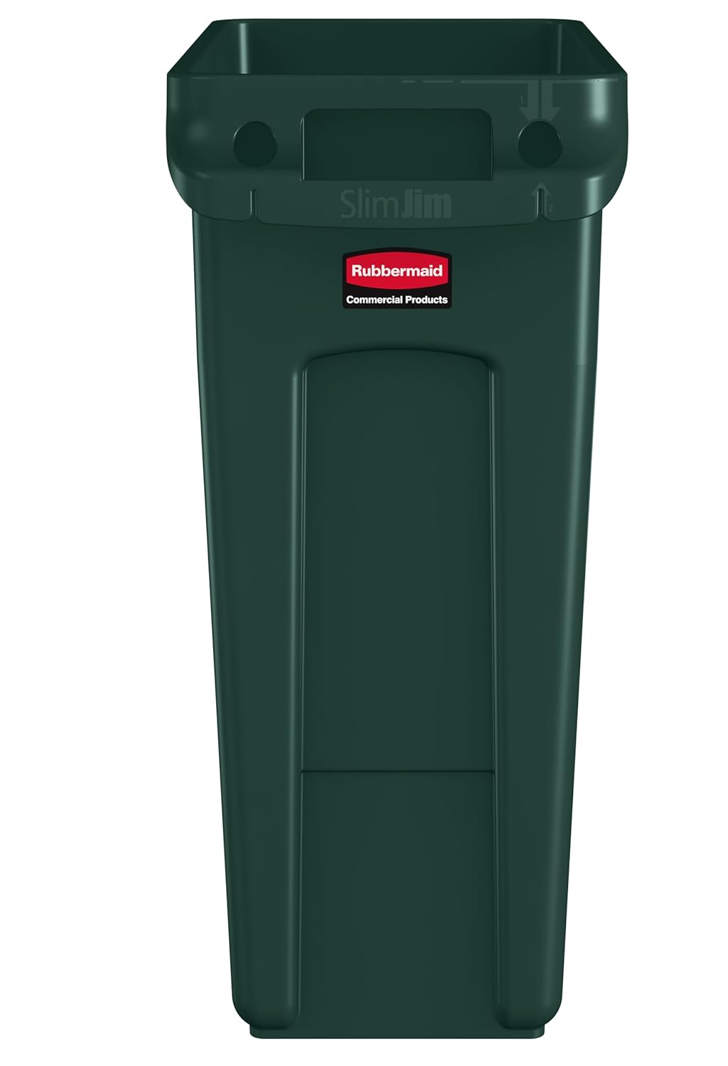 Rubbermaid Commercial Products Vented Slim Jim Rubbish Bin Waste Receptacle, 60 Litres, Green, Plast