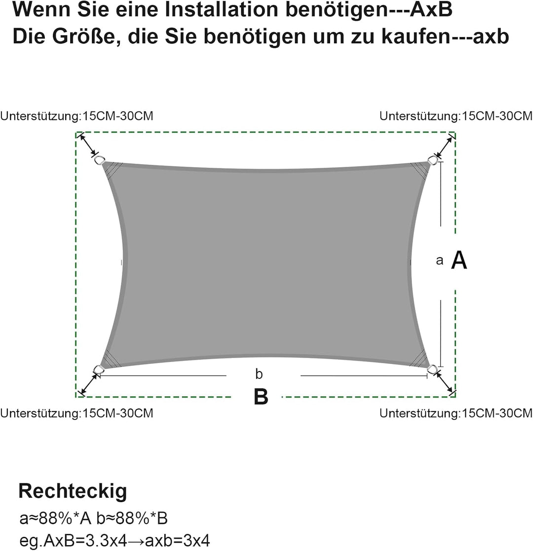 SUNNY GUARD Sonnensegel Rechteckig 2.5x3m Wasserdicht Sonnenschutz Wetterschutz Segel Baldachin UV S