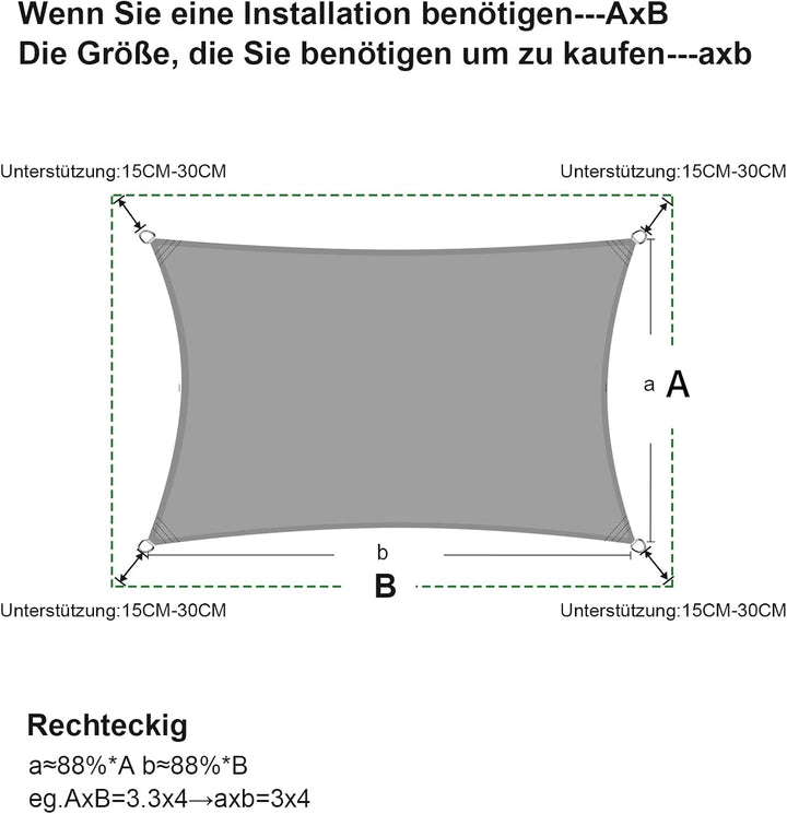 SUNNY GUARD Sonnensegel Rechteckig 2.5x3m Wasserdicht Sonnenschutz Wetterschutz Segel Baldachin UV S