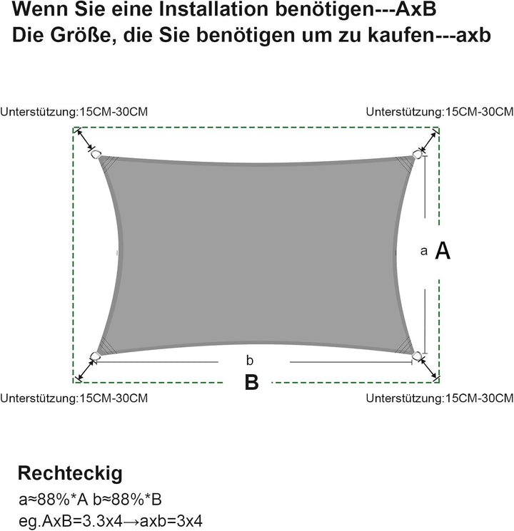 SUNNY GUARD Sonnensegel Rechteckig 2.5x4m Wasserdicht Sonnenschutz Wetterschutz Segel Baldachin UV S