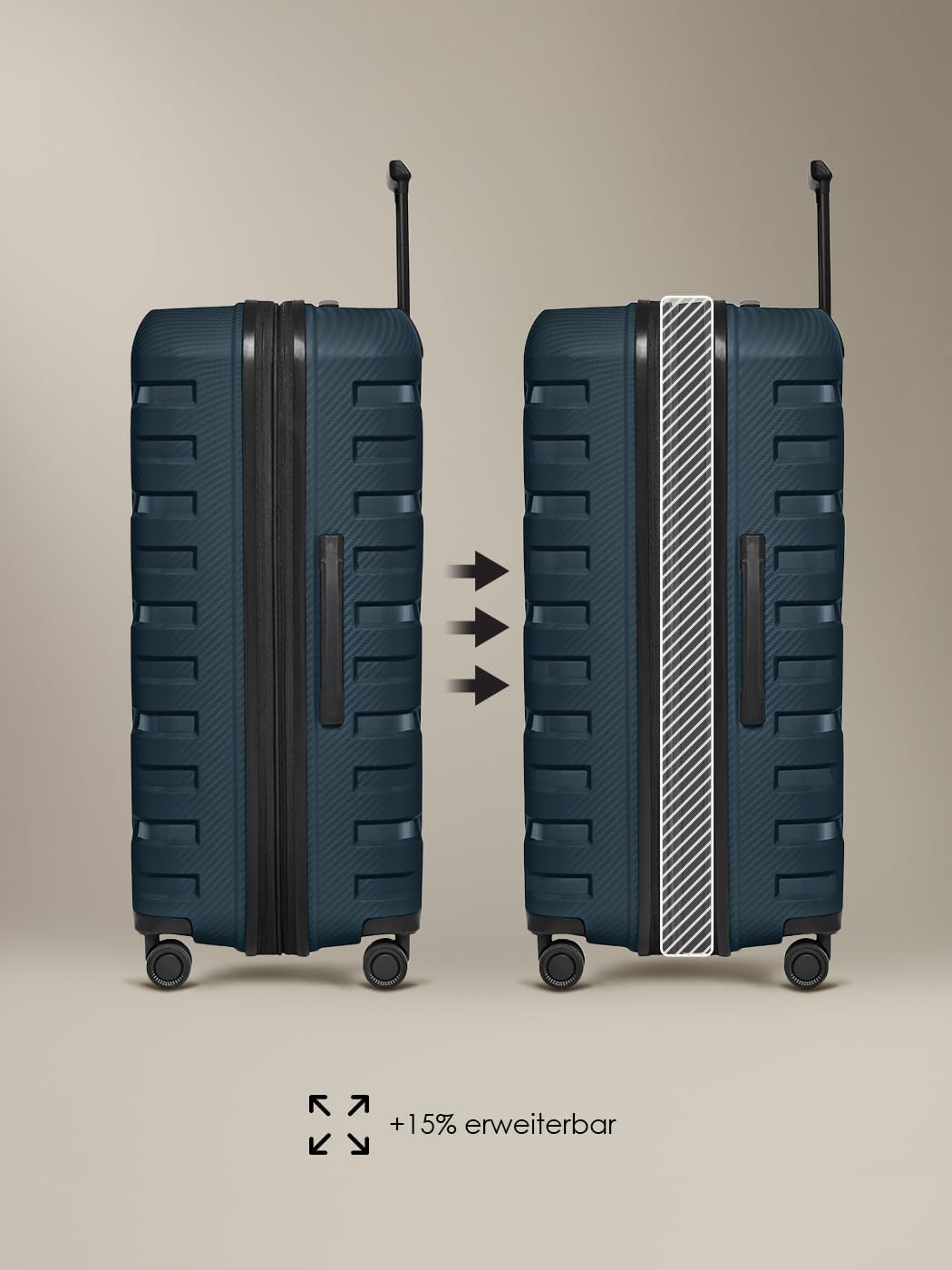 Smartbox Hartschalen Koffer-Set 3-teilig | mit Dehnfalte erweiterbar um 3 cm | aus hochwertigem, lei