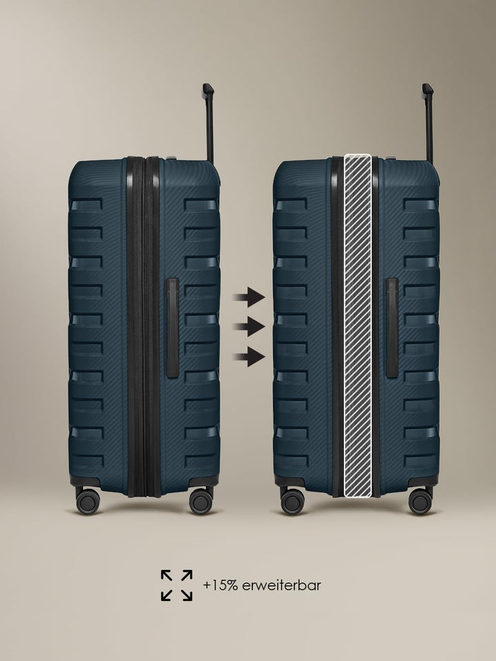 Smartbox Hartschalen Koffer-Set 3-teilig | mit Dehnfalte erweiterbar um 3 cm | aus hochwertigem, lei