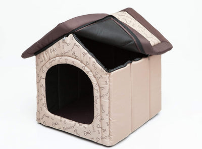 Pillowprim Hundehütte Hundehöhle Hundebett Hundehaus Katzenhöhle kleine S - 38x32 cm beige mit Knoch