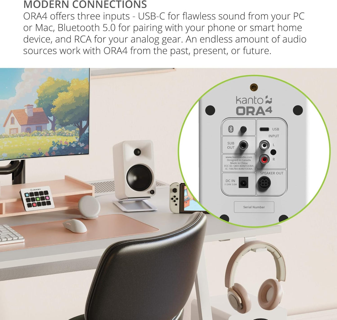 Kanto ORA4 140W Powered Reference Speakers with Bluetooth 5.0 and USB-C Input | 4” Woofers | Bi-Ampl