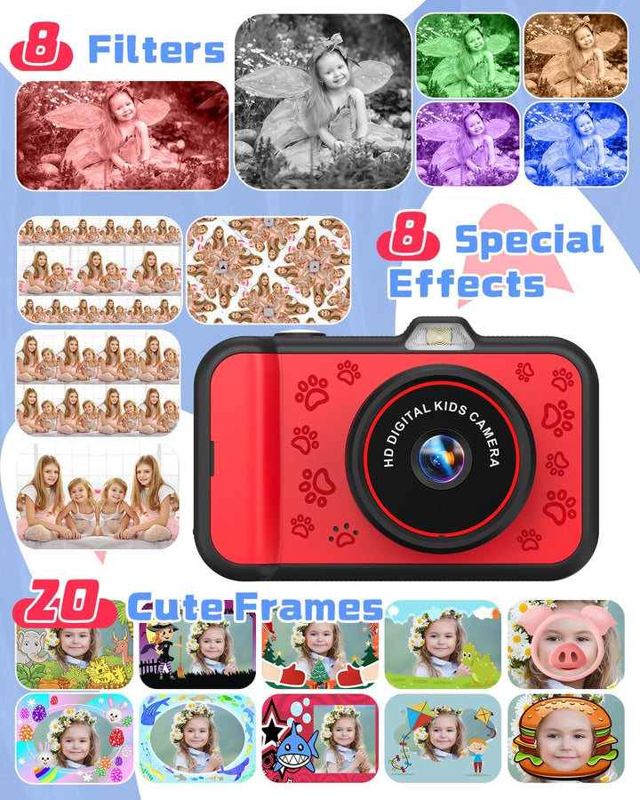 Kinderkamera, Usteetic 3,5" Grossbildschirm 1080P Digitalkamera Kinder mit 360° Drehbares Zoomobjekt