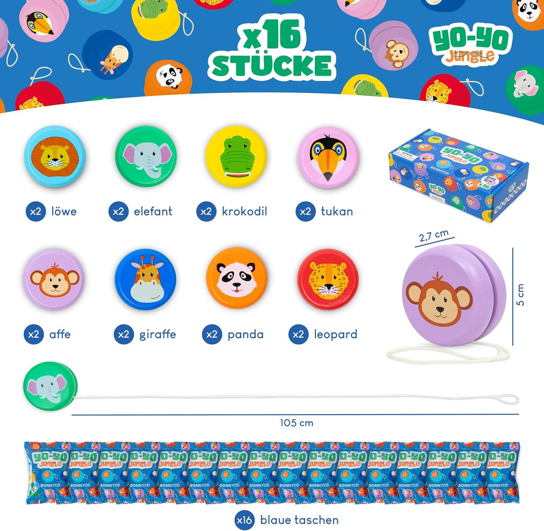 BONNYCO JoJo Kinder Mitgebsel Kindergeburtstag Gastgeschenke Tiere 16 Stück. JoJo Holz, Kleine Gesch