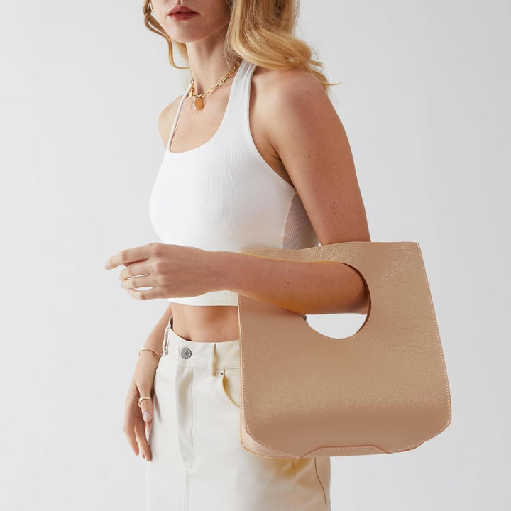 Hoxis Handtasche im minimalistischen Vintage-Stil, weiches PU-Leder, Clutch, kleine Tragetasche Haut