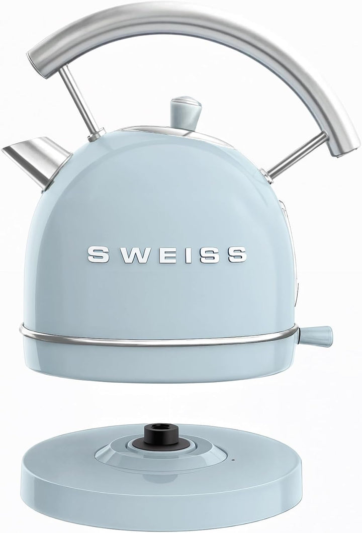 SWEISS Elektrischer Wasserkocher KTL6, Vintage, 1,5 l, kompakter Edelstahl, praktisch, 2200 W, schne