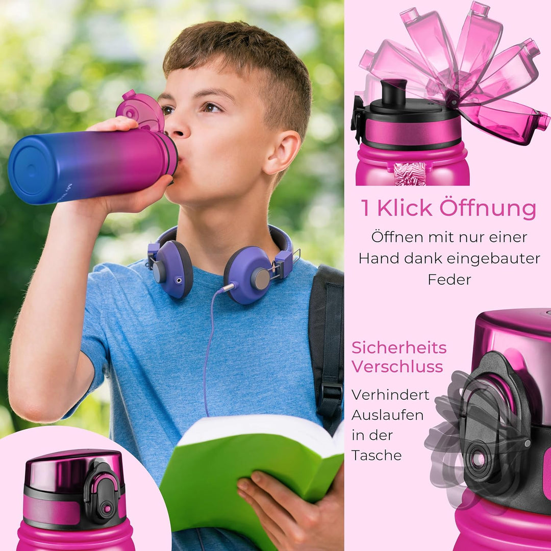 MY VESPERBOX® Edelstahl Thermosflasche Kinder [INK. STROHHALM & SIEB] - Isolierflasche für Jungen &