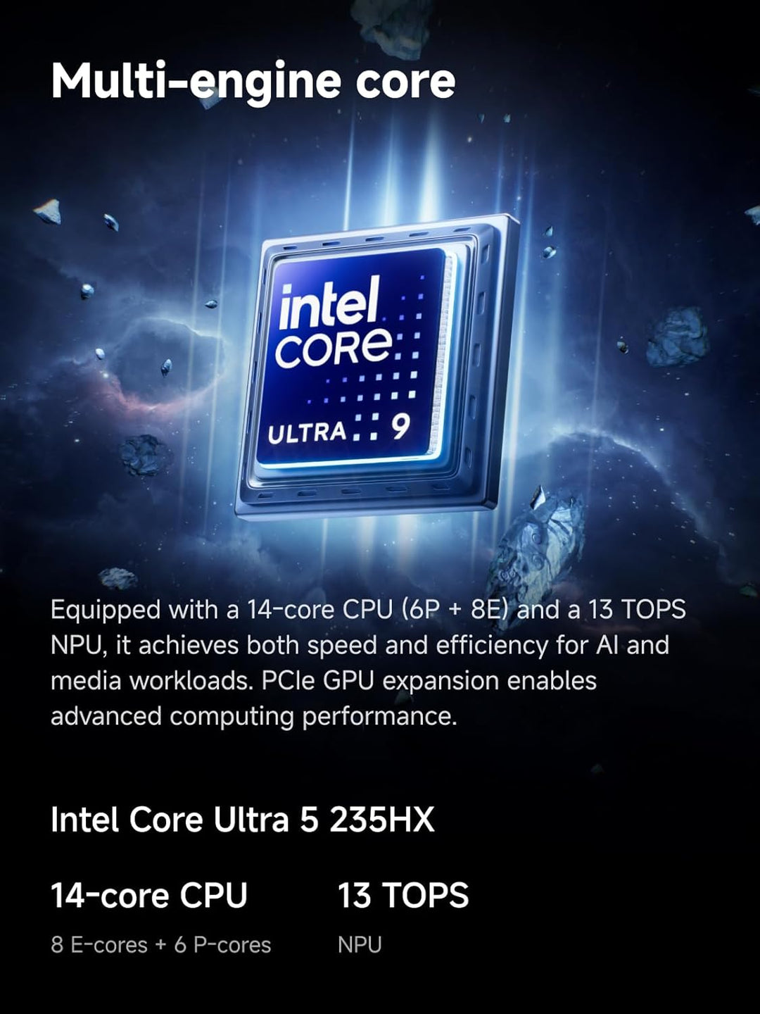 MINIS FORUM MS-02 Ultra Workstation Mini PC, Intel Core Ultra 5 235HX(14C/14T, up to 5.1GHz),PCIe 5.