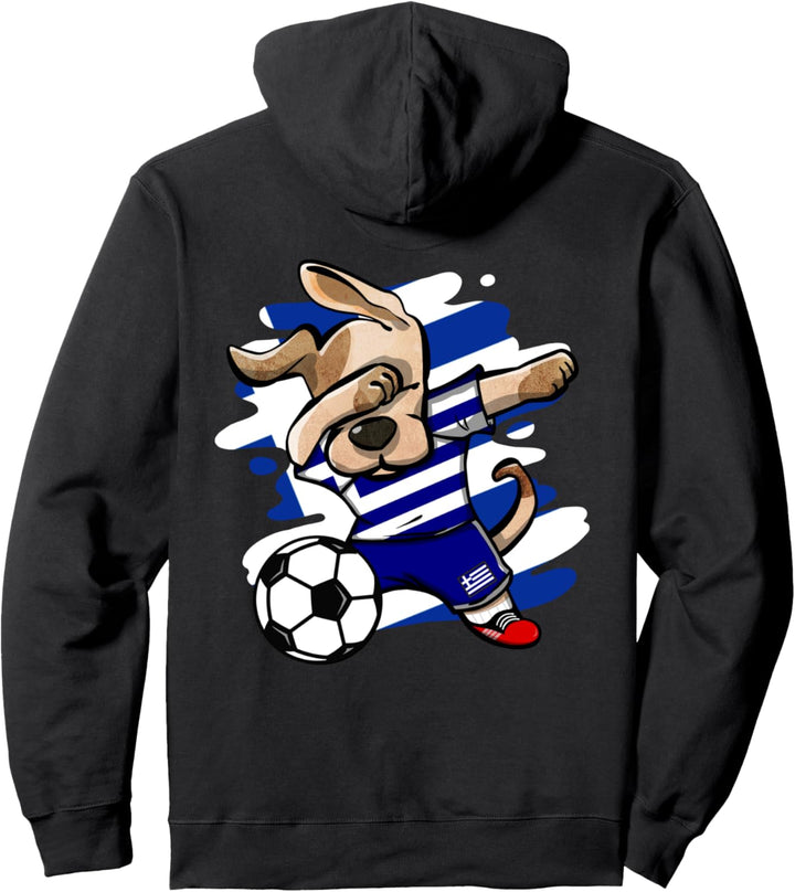 Dabbing Hund Griechenland Fussball - Griechische Flagge Sport Pullover Hoodie