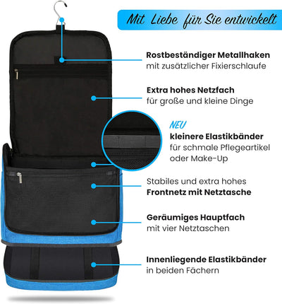 DELAWAY XXL Kulturbeutel zum Aufhängen [Design 2024] Grosse Kulturtasche für Damen, Herren mit Koffe