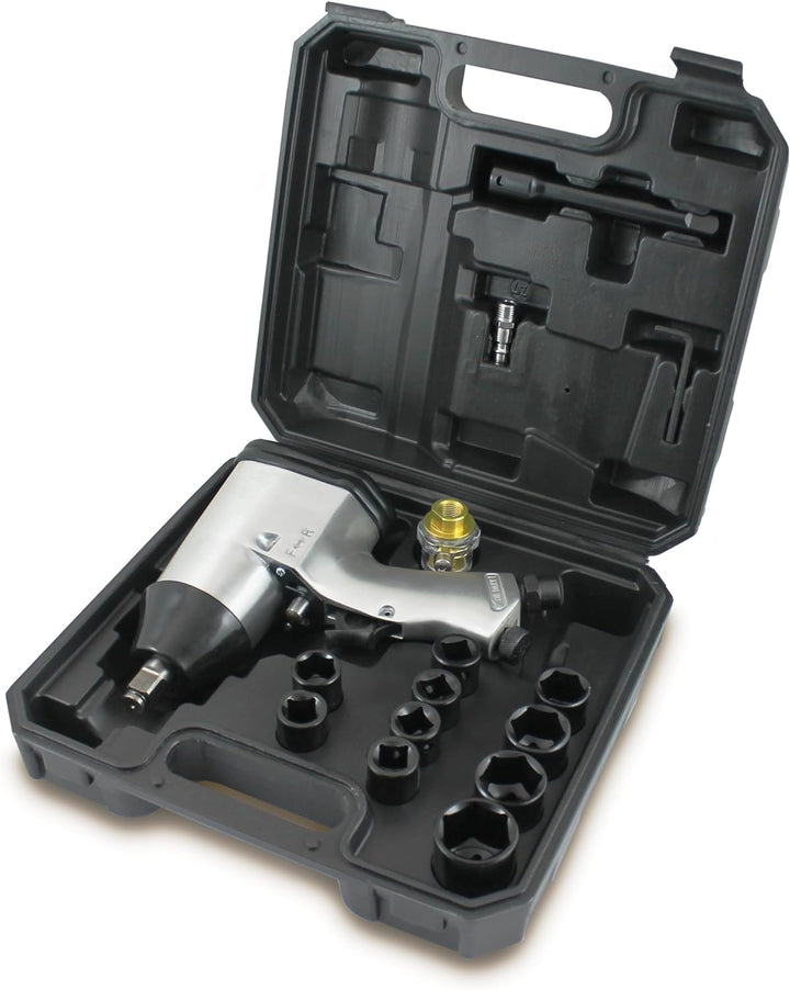 Bituxx® Druckluft Schlagschrauber Radschrauber Set 17-teilig mit Transportkoffer Pneumatik Luftdruck