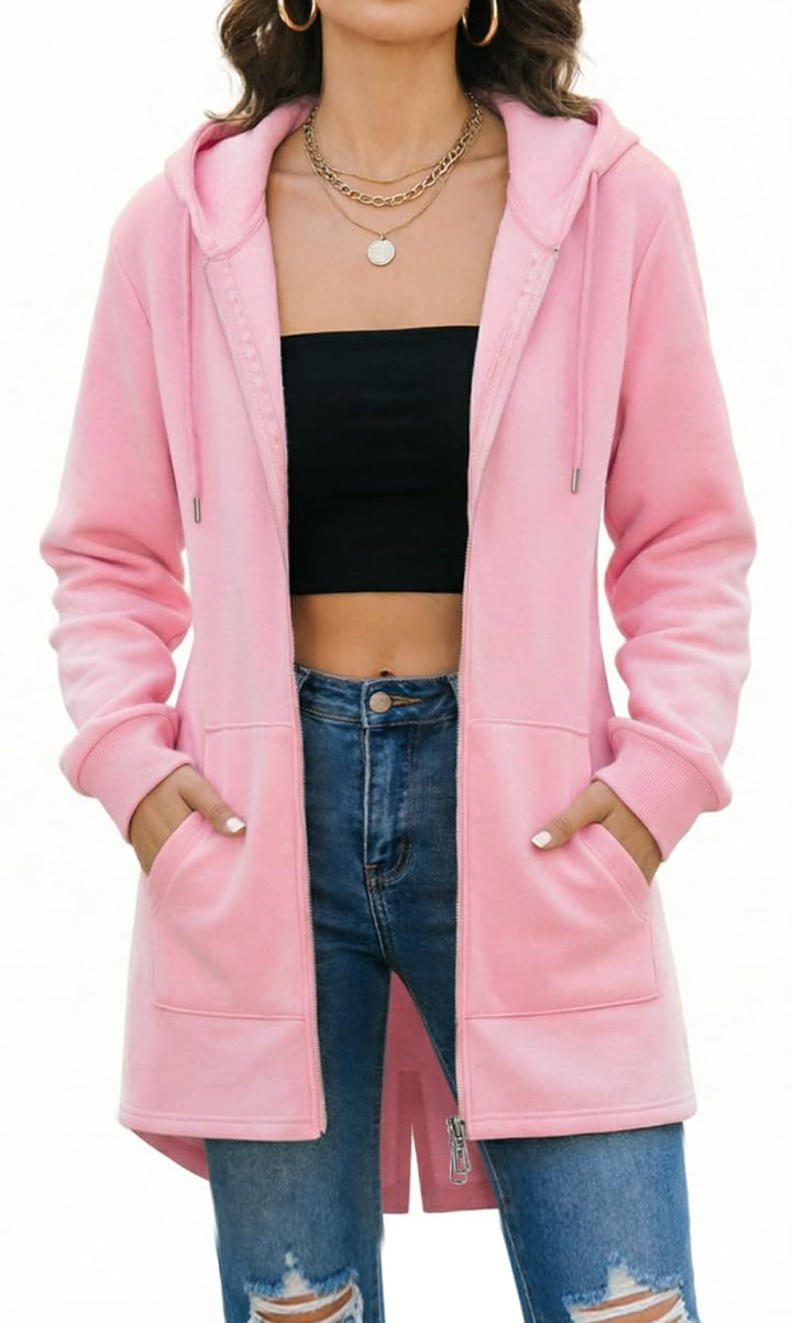 Tuopuda Damen Hoodie Jacke Oversize Reissverschluss Winterjacke Langarm Mantel Winter Warm Cardigan