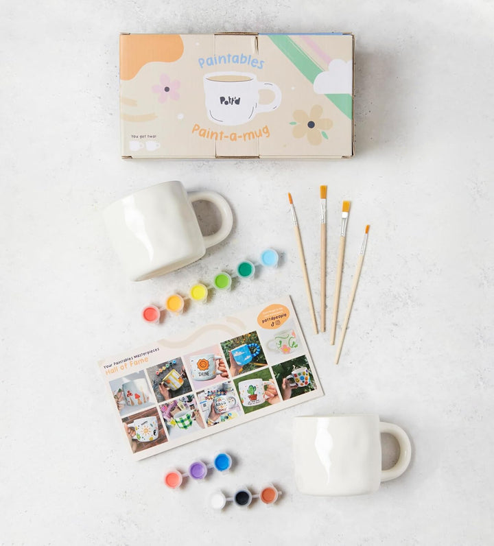 Pott'd Paintables Tasse Malset Einzel- oder Doppel-Keramik-Malset für Erwachsene Keramik Malset enth