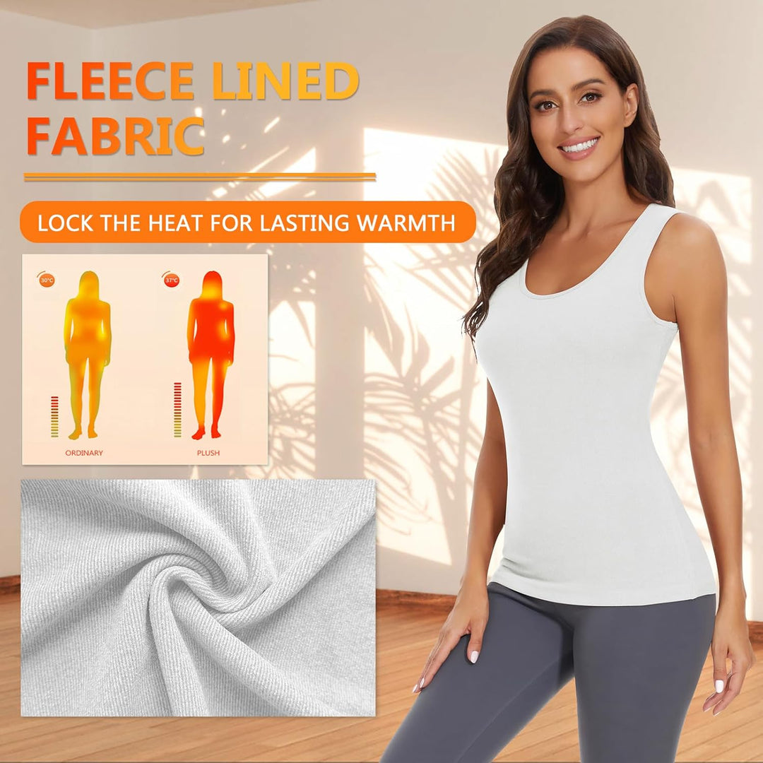 WOWENY Damen Thermo Unterhemd Warm Tank Top Fleece Untershirt Ärmellos Oberteil Thermounterwäsche Ba