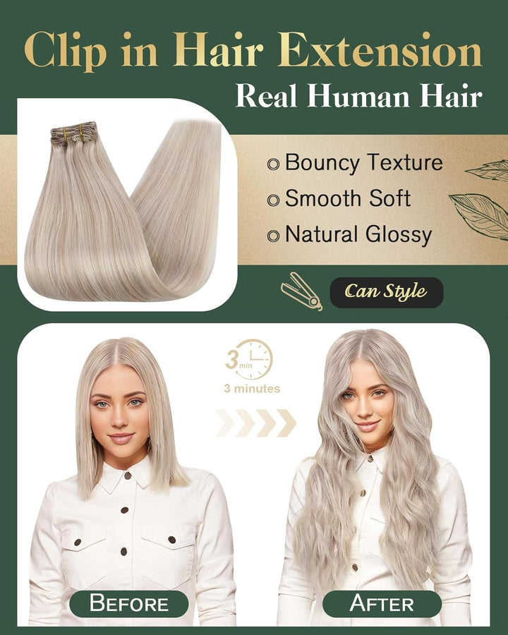 Ugeat Clip Extensions Echthaar Günstig Blond Remy Extensions Clip in Echthaar Blond Clip in Extensio