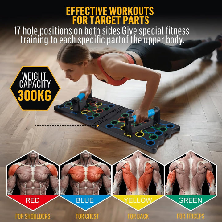 Push Up Board, 24 in 1 Faltbare Tragbare Liegestütz Brett mit 2 Handgriff, Multi-Funktions Portable