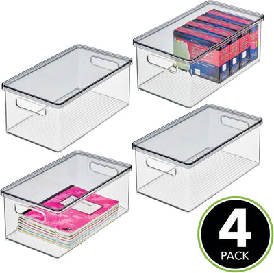 mDesign Schreibtischablage für Stifte, Notizzettel und Büroklammern – Aufbewahrungsbox mit Deckel au