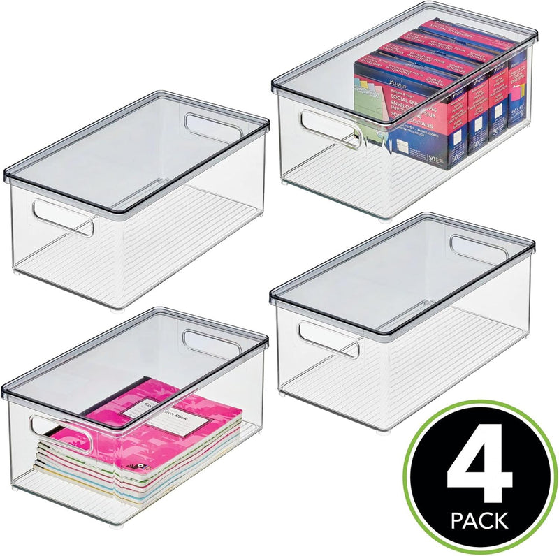 mDesign Schreibtischablage für Stifte, Notizzettel und Büroklammern – Aufbewahrungsbox mit Deckel au