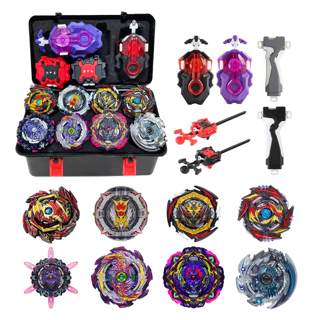 8 in 1 Gyros Set, 4D Kampfkreisel Kreisel Battle mit Launcher Gyros, inkl 4 Stück Gyros Launcher Set