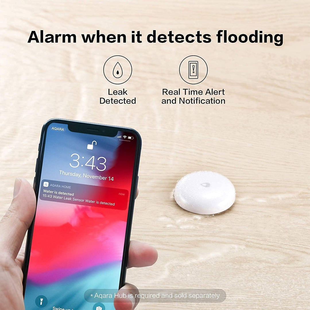 Aqara Wassermelder, Erfordert Aqara Hub, Wassersensor Drahtloser Flutdetektor für Alarmanlage und Sm