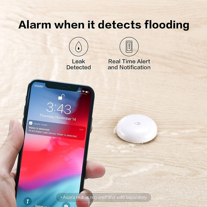 Aqara Wassermelder, Erfordert Aqara Hub, Wassersensor Drahtloser Flutdetektor für Alarmanlage und Sm