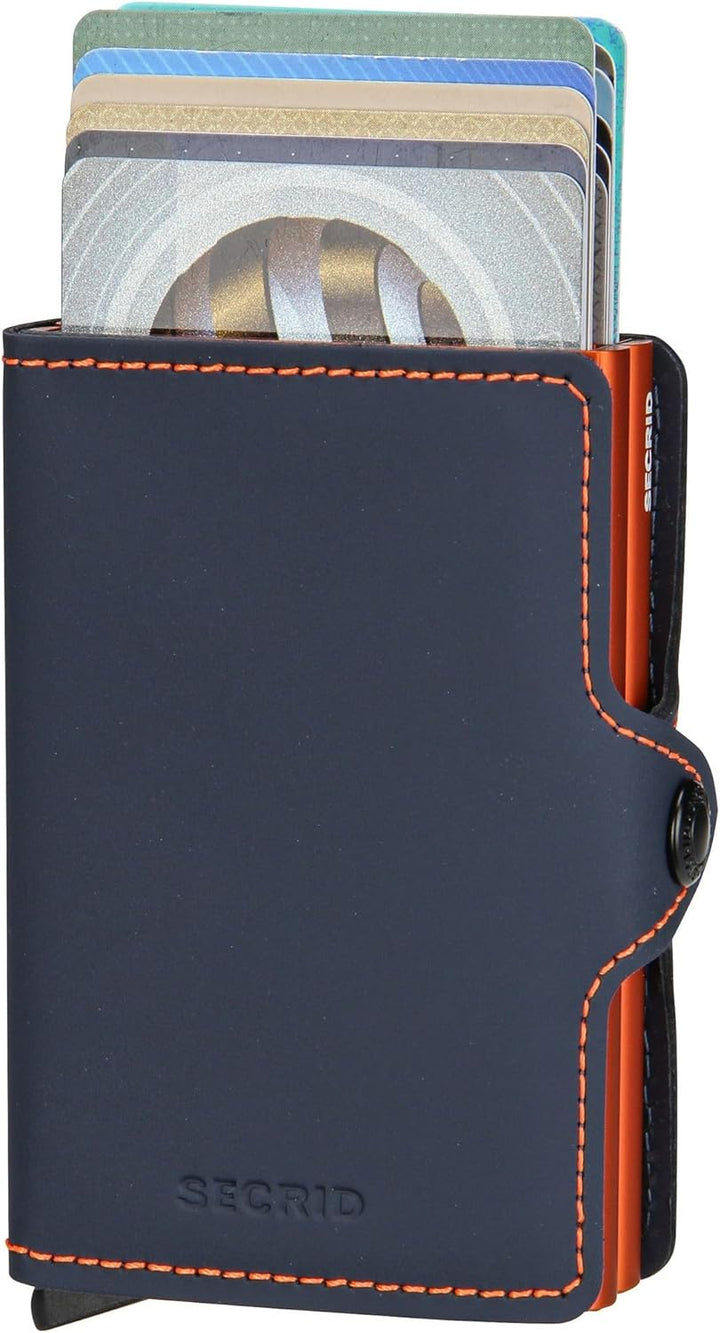 Secrid Geldbörse Twinwallet Matte Nachtblau Orange, Nachtblau Orange