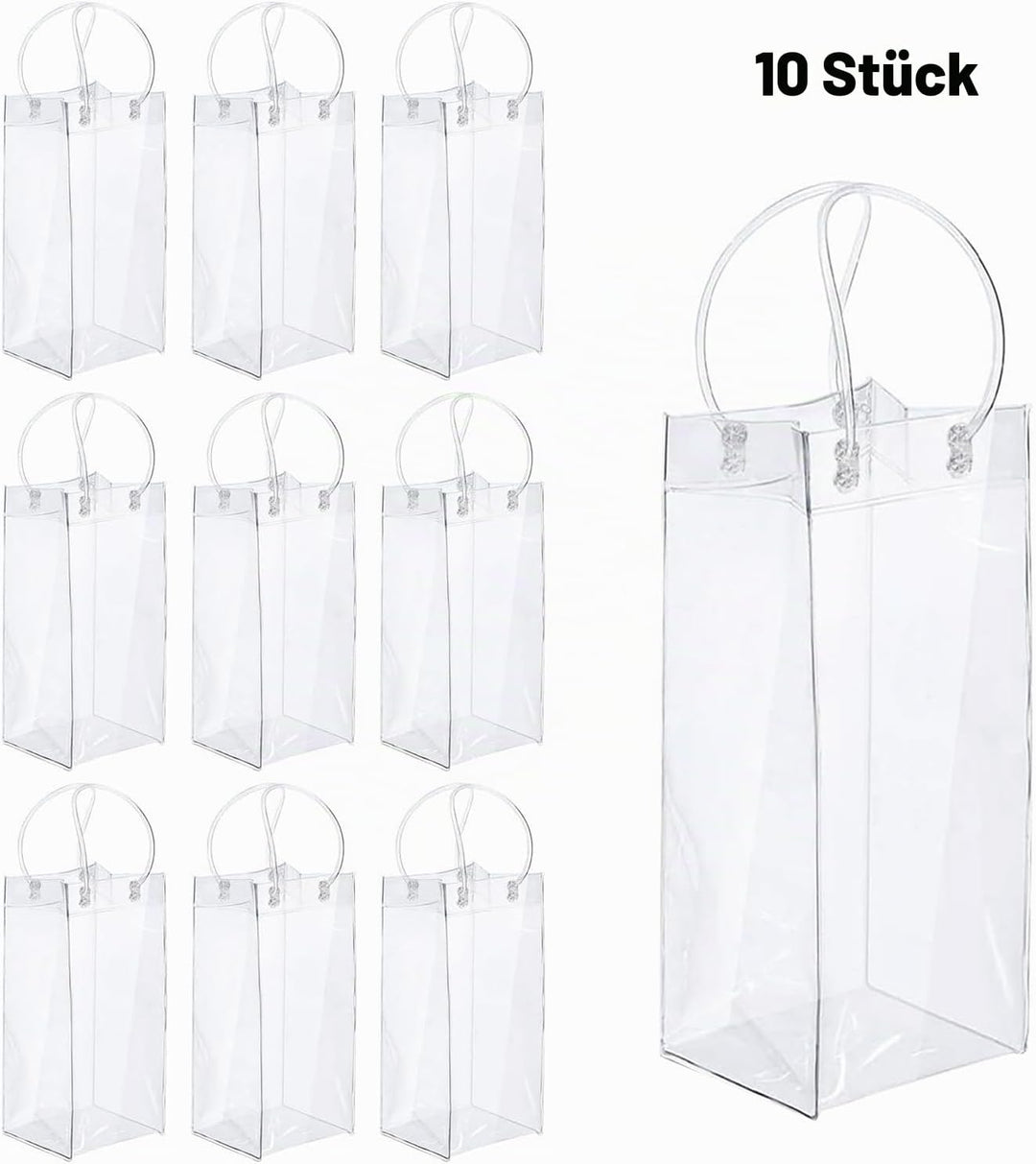 10 Stück Transparente Flaschenkühler, Flaschenkühler Ice Bag, PVC Champagner Eisbeutel, Wein Ice Bag