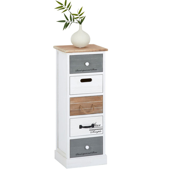 CARO-Möbel Kommode Salva Schubladenschrank Standregal Aufbewahrungsregal in weiss, Shabby Chic Vinta