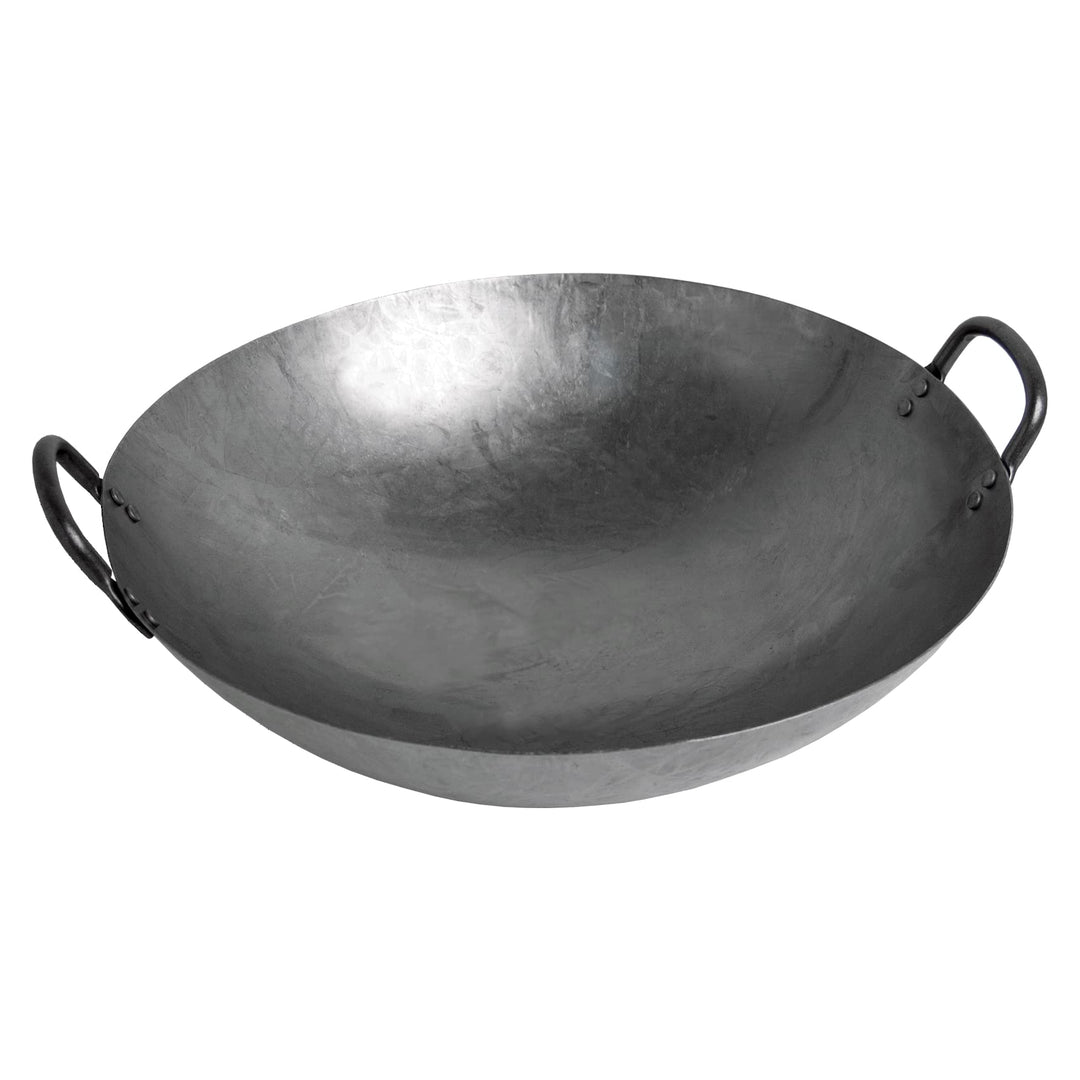 Asia Art Factory AAF Nommel ® Wok Ölwanne ca. 45 cm Durchmesser mit 2 Griffen/Henkeln mit rundem Bod