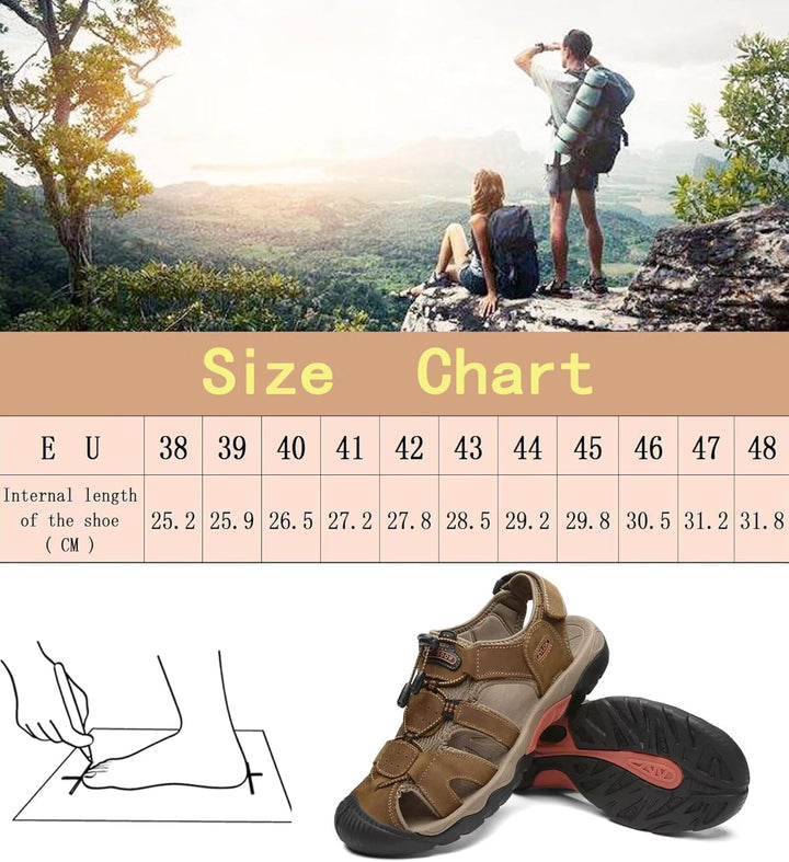 Herren Sandalen Leder Strand Trekkingsandalen Outdoorschuhe Sommer Wanderschuhe Männer Sport-Outdoor