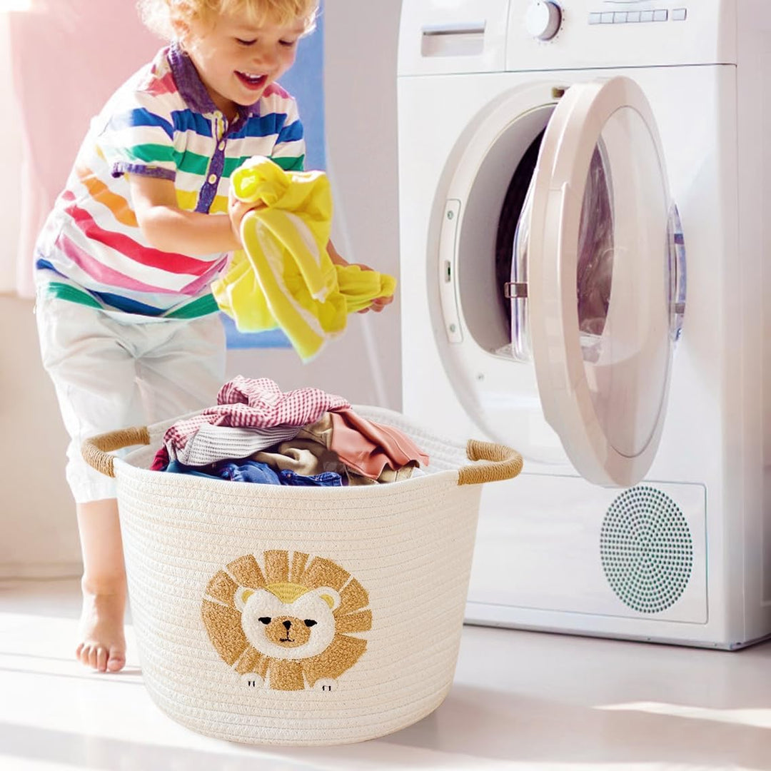 Aufbewahrungskorb Kinder Korb Geflochten Wäschekorb Kinderzimmer Wickeltisch Organizer Korb Mit Löwe