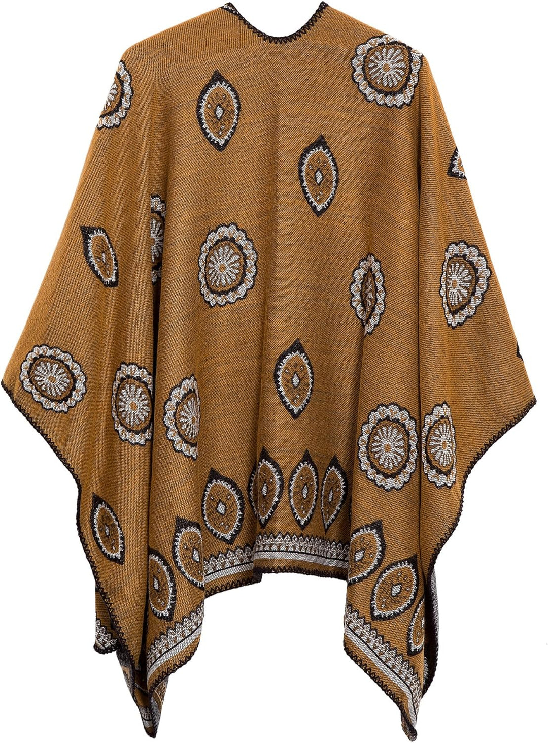 EXCHIC Damen Warm Offene Front Strick Schals und Wraps Floral Elegante Cardigans Poncho Cape Coat Ma