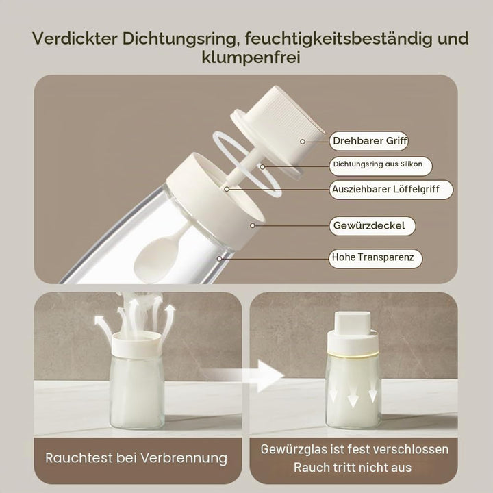 LOYUYU Küche Natrium Calcium Glas Gewürzgläser Gewürzboxen Set von 3, Gewürztöpfe Gewürzgläser, Komb
