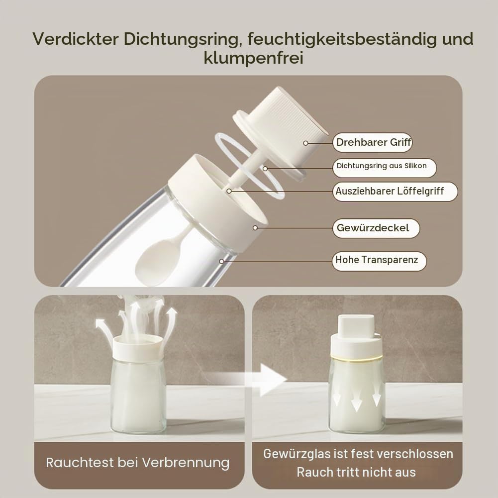 LOYUYU Küche Natrium Calcium Glas Gewürzgläser Gewürzboxen Set von 3, Gewürztöpfe Gewürzgläser, Komb