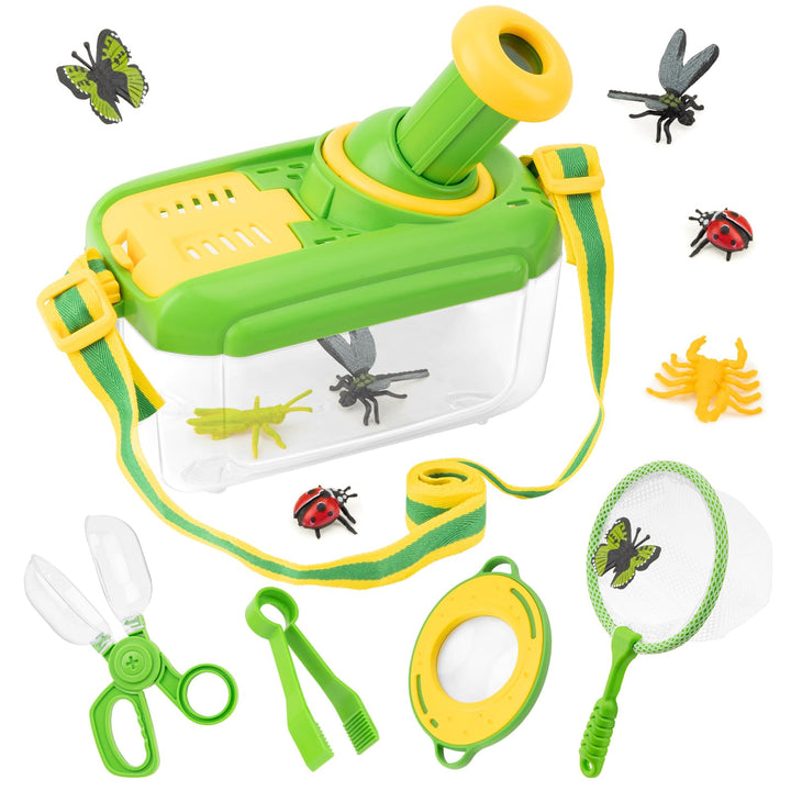 Forscherset für Kinder ab 4, Entdecker Set mit Insekten Beobachtungsbox, Lupenglas Kinder, Insektenf