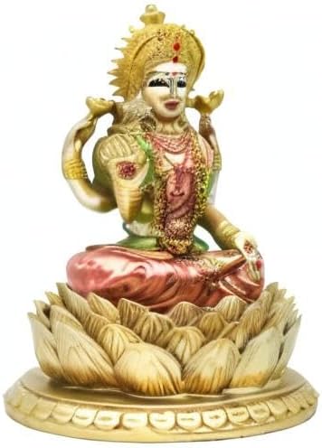 Hindu-Göttin Laxmi Lotus-Skulptur - Indischer Gott Lord Lakshmi Puja Statue - Indien Murti Idol Figu