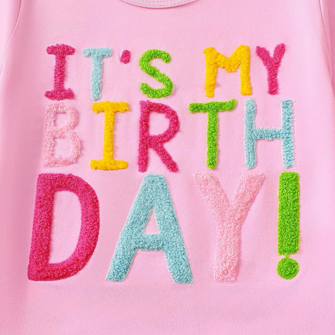 Kleinkind Baby Mädchen Geburtstag Outfit Birthday Girl Buchstabenstickerei T-Shirt Tutu Tüllrock Set