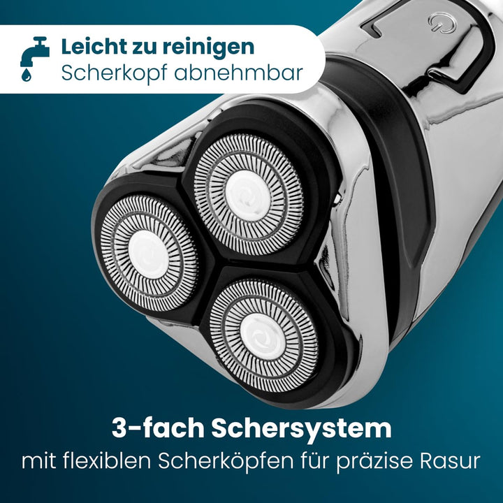 ProfiCare® Rasierer Herren elektrisch | 3-fach Schersystem | flexible Scherköpfe | mit Langharschnei