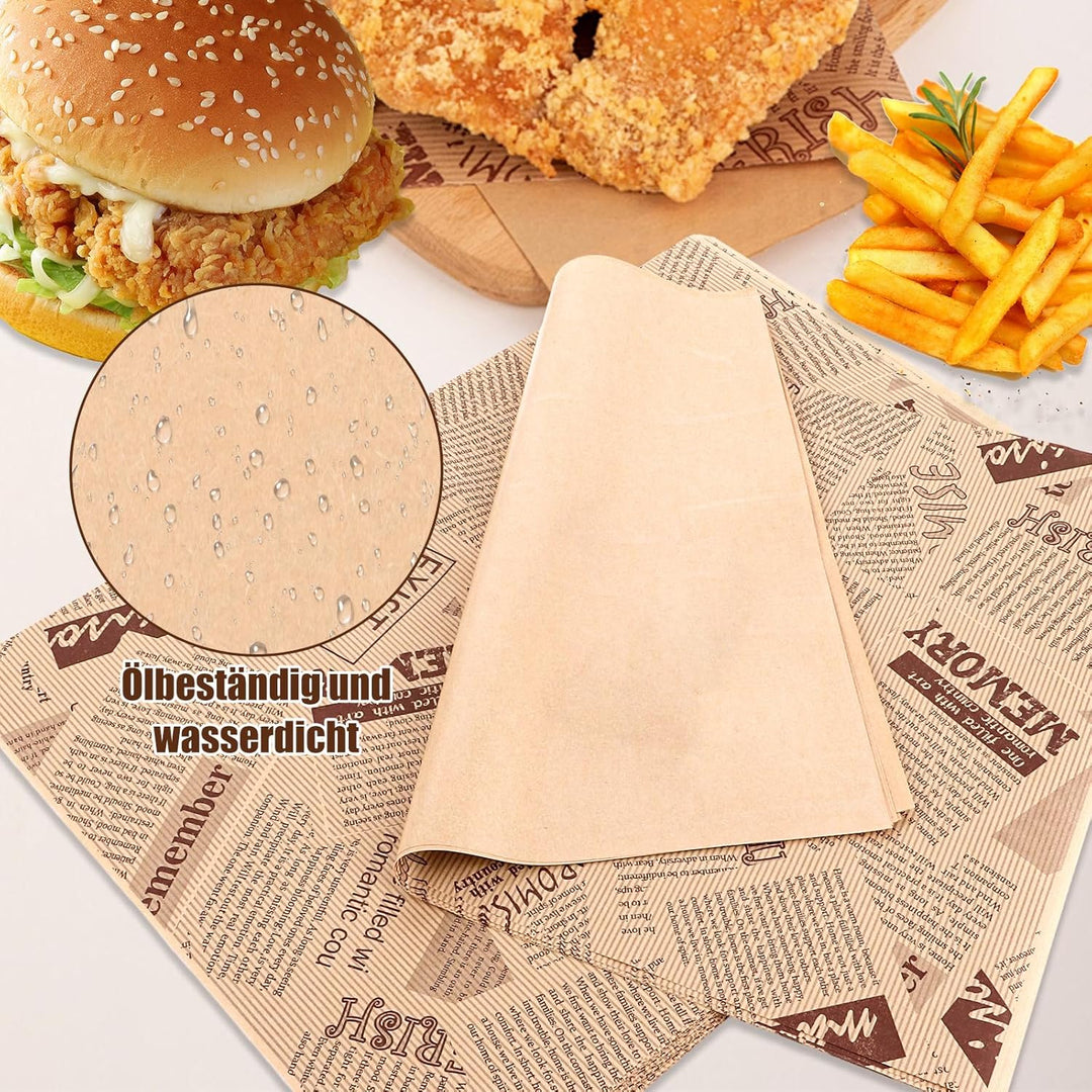 500 Blatt Sandwich Papier, 28 x 38 CM Deli Papierblätter, Hamburgerpapier, Fettdichtes Papier, Leben