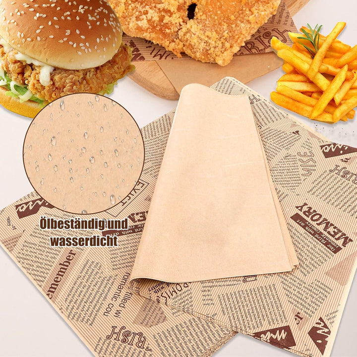 500 Blatt Sandwich Papier, 28 x 38 CM Deli Papierblätter, Hamburgerpapier, Fettdichtes Papier, Leben