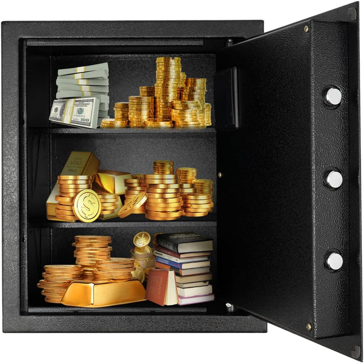 Begoniape Safe Tresor 38 * 31 * 45cm Feuerfest MöBeltresor 3 Fächer MöBeltresor mit Schlüssel und Za