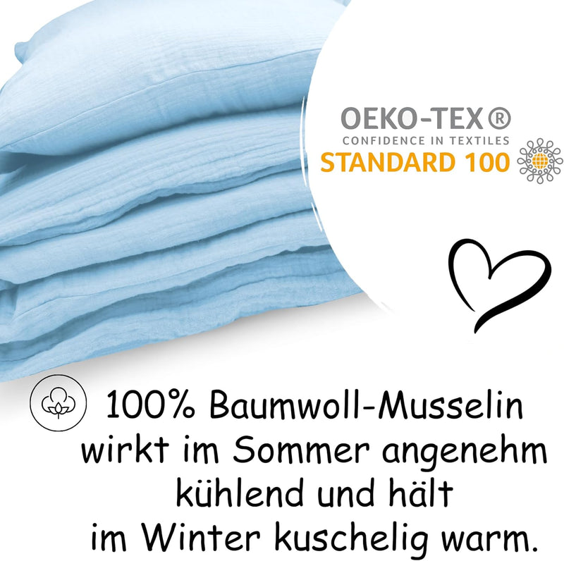 PinkZebra Musselin Kinderbettwäsche 100x135 cm + 40 x 60 cm, Bettwäsche aus ohne GMO 100% Bio-Baumwo